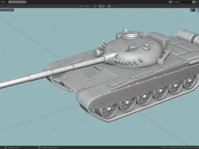 T72 MBT TANK BASE MESH  Low-poly 3D model