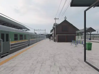 Train Station Scene 3D model
