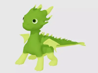 Green Cute  dragon  3D model
