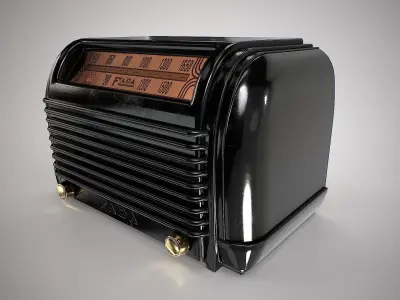 Retro old radio Low-poly 3D model
