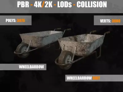 Wheelbarrow two wheelbarrows Low-poly 3D model