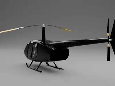 Black Modern Civilian Helicopter Low Poly 3D Model 3D model