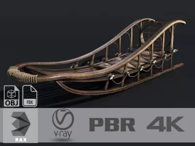 Sled wooden 3D model