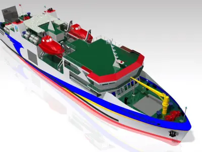 Coaster 1200GT Ship Vessel 60M  Low-poly 3D model