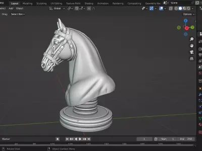 French Imperial Knight chess piece 3D print model