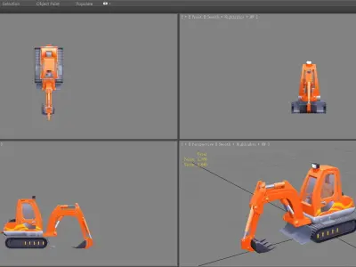Cartoon excavator - Building construction vehicles Low-poly 3D model
