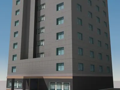 Building Lowpoly tall in sky Low-poly 3D model