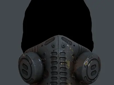 Gas mask helmet 3d model scifi  Low-poly 3D model 9