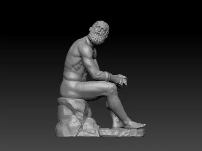Boxer at Rest - High-Poly Digital Sculpture 3D print model