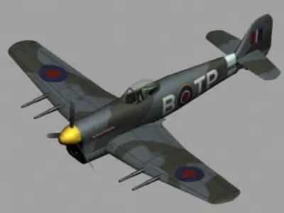 Hawker Typhoon WWII RAF fighter plane 3D model