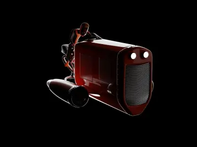 Cartoon SciFi Land Vehicle - With Rigged Spaceman Character 3D model