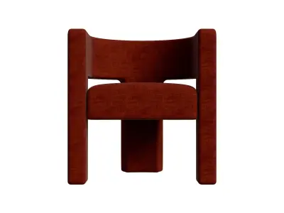 Red Velvet Round Occasional Chair 3D model