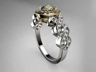 Diamond Halo Engagement Ring Vintage Style Ring 3D print model