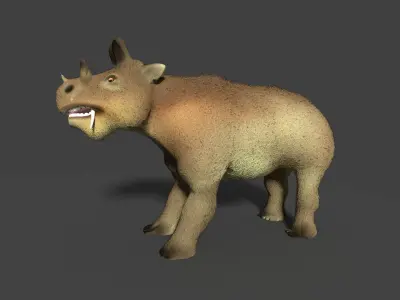uintatherium 3d rhinoceros Low-poly 3D model