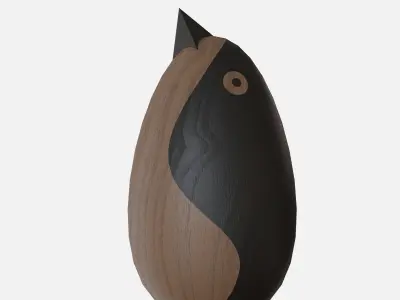 Wood round bird Low-poly 3D model