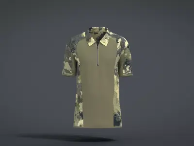 Military Outfit - T-shirt Low-poly 3D model 33