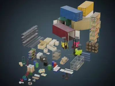 Warehouse Props Collection 1B 3D Model Pack