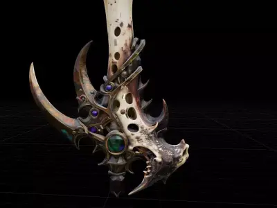Ornate Bone Dagger - Dark Fantasy Ritual Blade Low-poly 3D model
