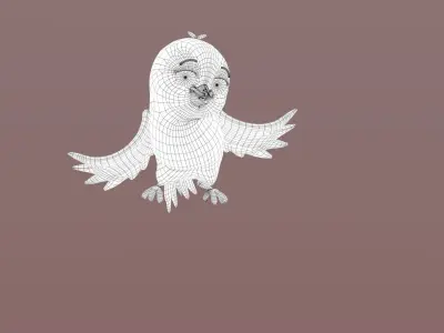 Cartoon Blue Bird Low-poly 3D model