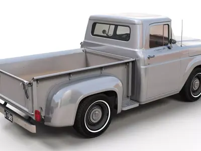 50s American shortbed pickup PBR Low-poly 3D model