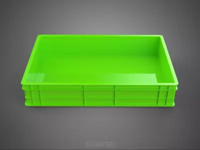 STANDARD GREEN SHALLOW PALLET STORAGE PLASTIC CRATE BOX TRAY BIN 3D model