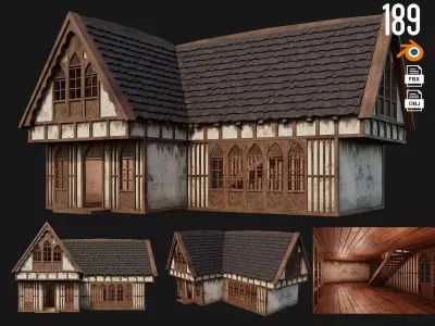 Old Medieval House Building 4K Textures GameReady 189 Low-poly 3D model