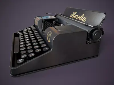 Vintage Mechanical Typewriter Low-poly 3D model