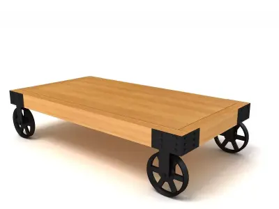 Industrial Cart Coffee Table 3D model purchase