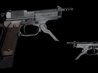 GAME READY BERETTA 93R BURST PISTOL PBR RIGGED Low-poly 3D model