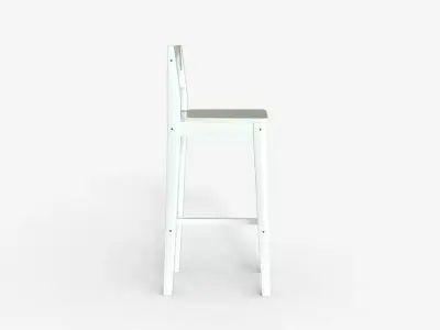 White wood Bar Chair 3D model