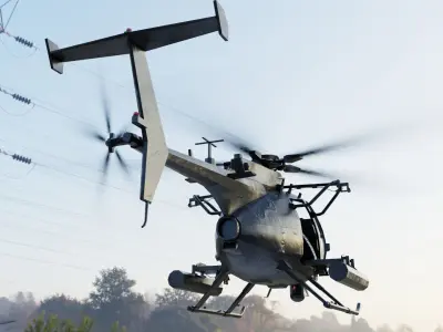 AH-6 Little Bird Rigged Low-poly 3D model