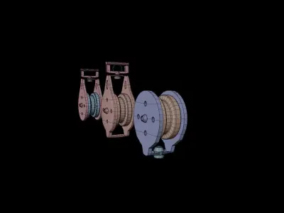 Pulley-Crane set of reels 3D model