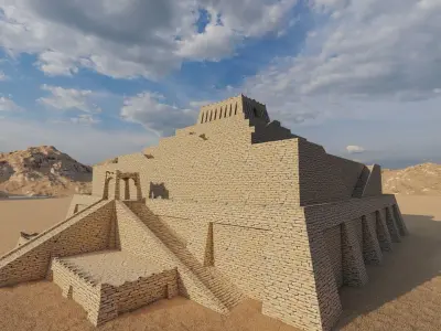 Zigurat ancient pyramid-Ziggurat Temple 3D model 2