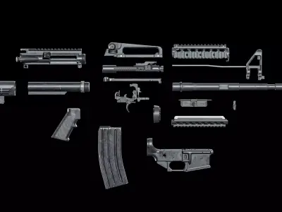 M4 Modular Colt M4A1 AR 15 Low-poly 3D model