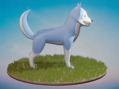 Stylized Husky  Low-poly 3D model