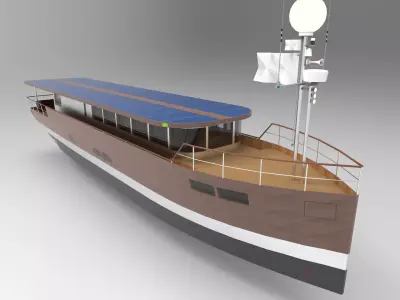 Wooden Yacht Solar Panel 3D model