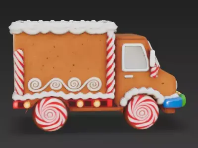 Gingerbread Delivery Truck 3D Model Low-poly 3D model