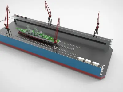 Floating docks Shipbuilding 3D model