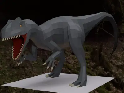 Low-poly Allosaurus with Rig and 15 animations for games Low-poly 3D model