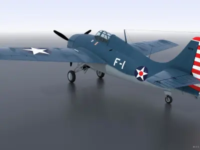 F4F-3 WILDCAT F1 -Felix-  Low-poly 3D model