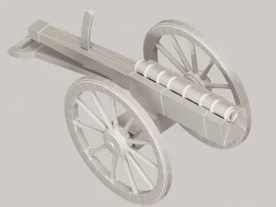 Medieval cannon Low-poly 3D model 8