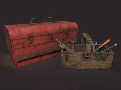 Tool box hyper realistic Low-poly 3D model