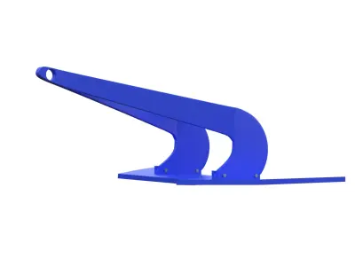 Marine Anchor Blue PBR All-Quads Low-Poly 3D Model Low-poly 3D model