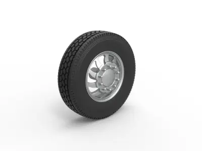 Front custom wheel of semi truck Version 17 Scale 1 to 25 3D print model