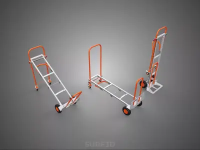 LUGGAGE BAGGAGE SKYCAP PORTER FOLDING CART HAND TRUCK TROLLEY UP 3D model