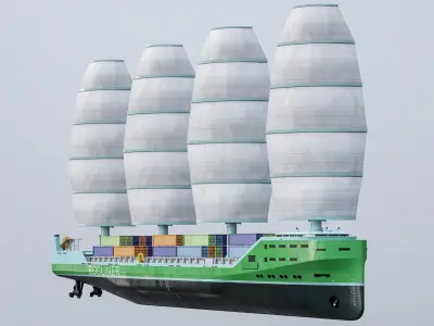 Futuristic Ship Sail Powered Green Ecoliner PBR 3D model