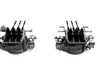 triple guns Japan WWII 3D print model