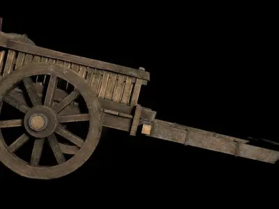 HIE Game Ready Old Wood Cart  D180403 Low-poly 3D model