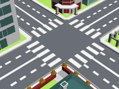 city square and buildings Free 3D model