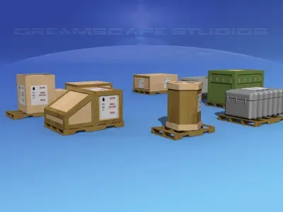 Shipping Crates Low-poly 3D model